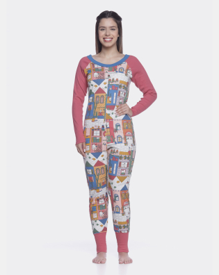 Pijama Sonhart Macacão Feminino manga longa Estampado