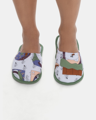 Pantufa Fechada Feminina Adulto Estampa Nina e Pat