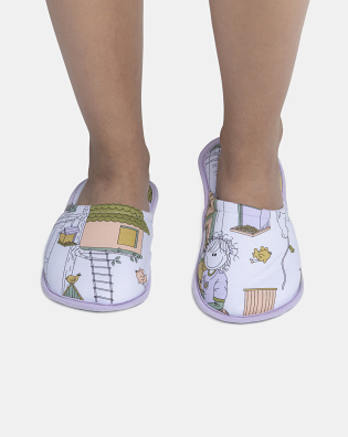 Pantufa Feminina Adulto Fechada Com Estampa Corrida 