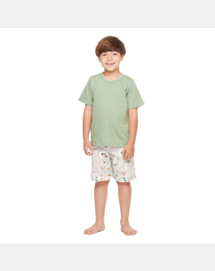 Pijama manga curta e bermuda