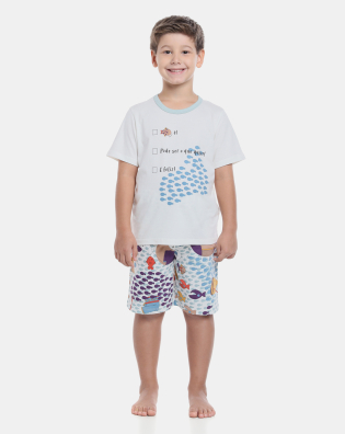 Pijama manga curta e bermuda