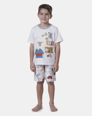 Pijama manga curta e bermuda