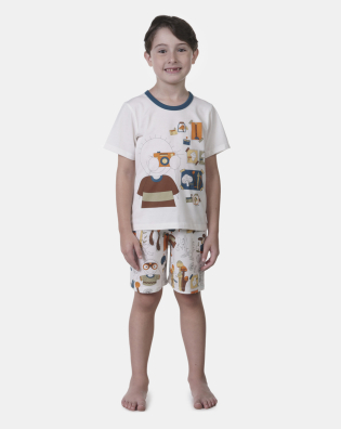 Pijama manga curta e bermuda