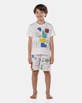 Pijama manga curta e bermuda