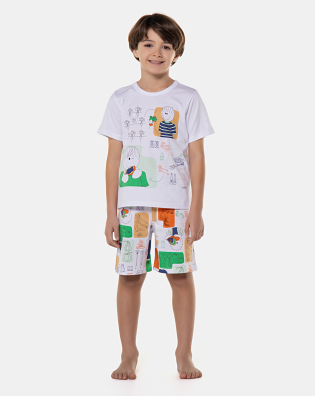 Pijama manga curta e bermuda