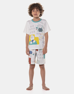 Pijama manga curta e bermuda