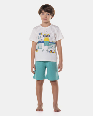 Pijama manga curta e bermuda