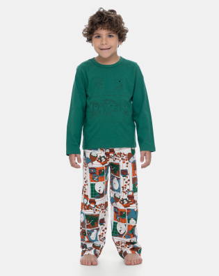 Pijama Infantil Masculino Longo Com Calça Estampa Bill