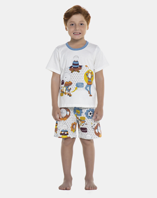 Pijama Masculino Kids Manga Curta e Bermuda
