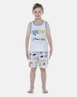 Pijama Masculino Kids  Regata e Bermuda