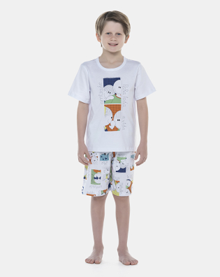 Pijama Masculino Kids Manga Curta e Bermuda