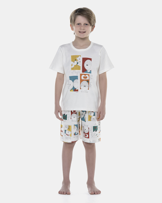 Pijama Masculino Kids Manga Curta e Bermuda