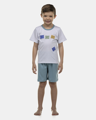 Pijama Masculino Kids Manga Curta e Bermuda