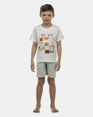 Pijama Masculino Kids Manga Curta e Bermuda