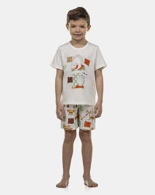 Pijama Masculino Kids Manga Curta e Bermuda