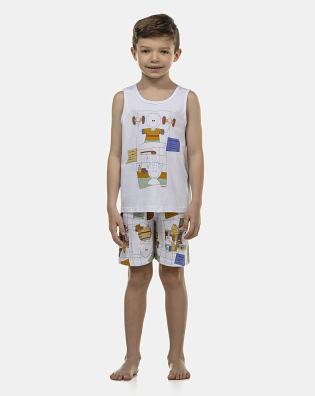 Pijama Masculino Kids  Regata e Bermuda