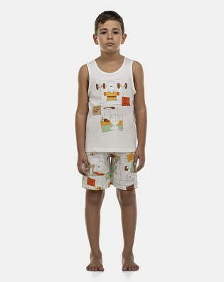 Pijama Masculino Kids  Regata e Bermuda