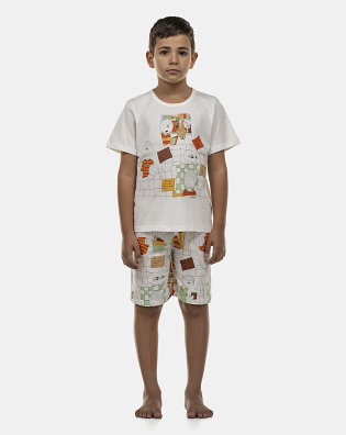 Pijama Masculino Kids Manga Curta e Bermuda