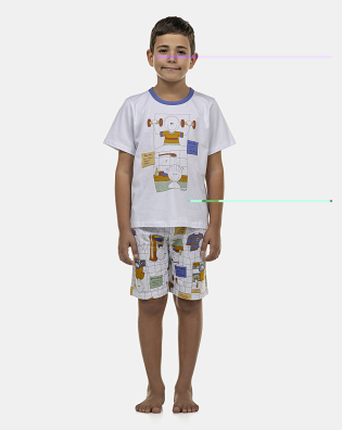 Pijama Masculino Kids Manga Curta e Bermuda