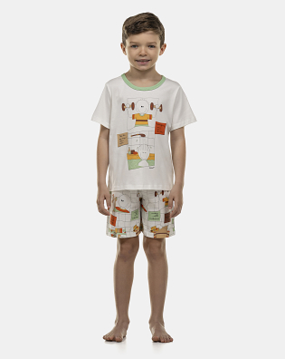 Pijama Masculino Kids Manga Curta e Bermuda