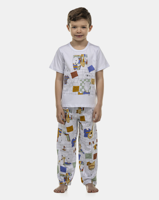 Pijama Masculino Kids Manga Curta e Calça