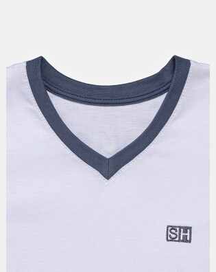 Pijama Masculino Kids Manga Curta e Bermuda Decote V