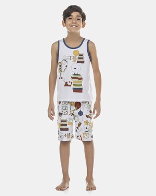 Pijama Masculino Kids  Regata e Bermuda