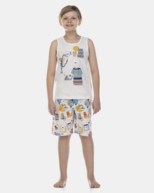 Pijama Masculino Kids  Regata e Bermuda