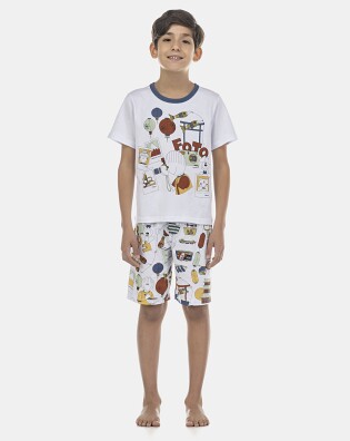 Pijama Masculino Kids Manga Curta e Bermuda