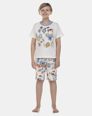 Pijama Masculino Kids Manga Curta e Bermuda