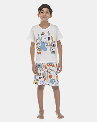 Pijama Masculino Kids Manga Curta e Bermuda