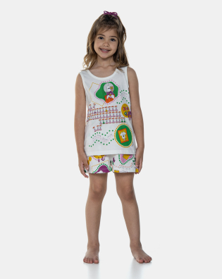 Sonhart Loja Online | Conjunto de Pijama Feminino Infantil Regata e Short Pat e Ted