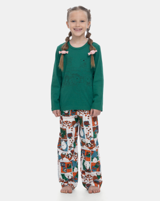 Pijama Manga Longa Infantil Feminino e Calça Estampado