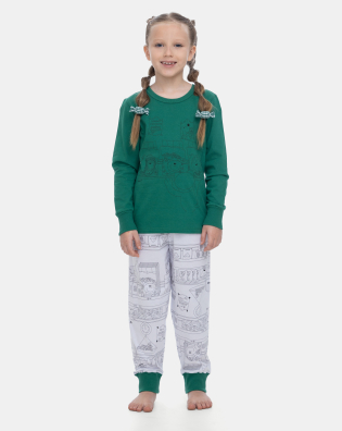 Pijama Sonhart Feminino Infantil Manga Longa e Calça Estampada