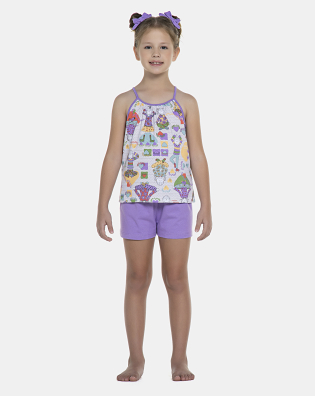 Pijama Feminino Kids Alça e Short