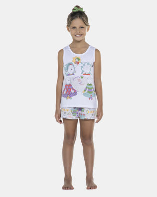 Pijama Feminino Kids Regata e Short
