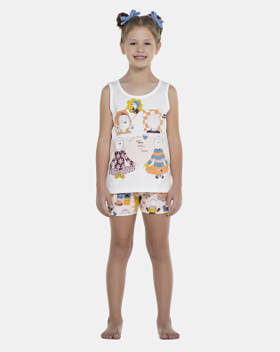 Pijama Feminino Kids Regata e Short