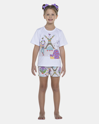 Pijama Feminino Kids Manga Curta e Short