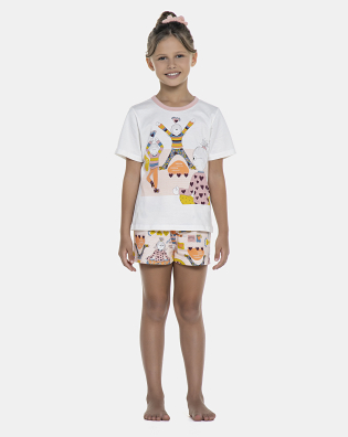 Pijama Feminino Kids Manga Curta e Short