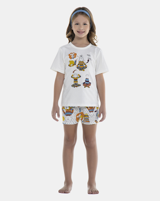 Pijama Feminino Kids Manga Curta e Short
