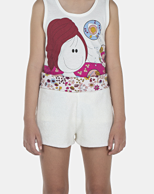 Pijama Feminino Kids Regata e Short Atoalhado