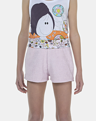 Pijama Feminino Kids Regata e Short Atoalhado