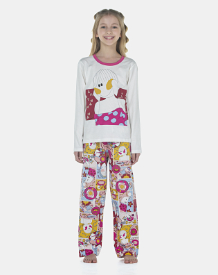 Pijama Feminino Kids Manga Longa e Calça