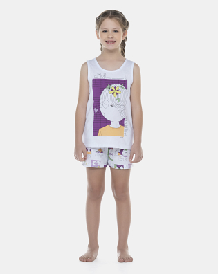 Pijama Feminino Kids Regata e Short