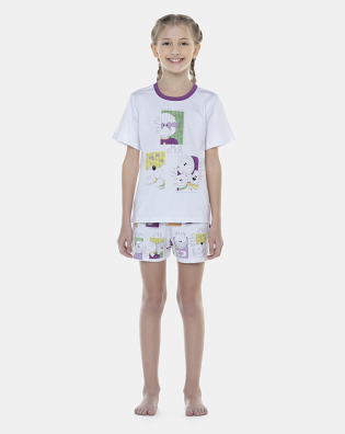 Pijama Feminino Kids Manga Curta e Short