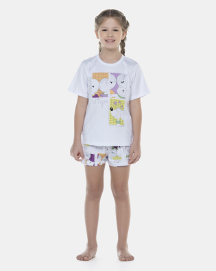 Pijama Feminino Kids Manga Curta e Short