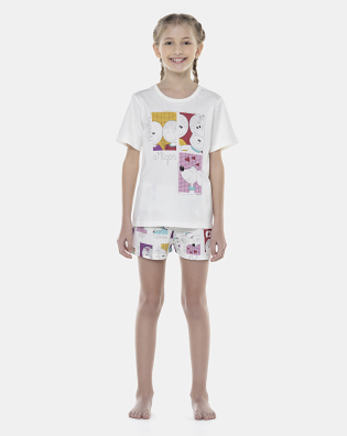 Pijama Feminino Kids Manga Curta e Short