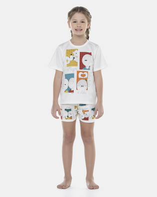 Pijama Feminino Kids Manga Curta e Short