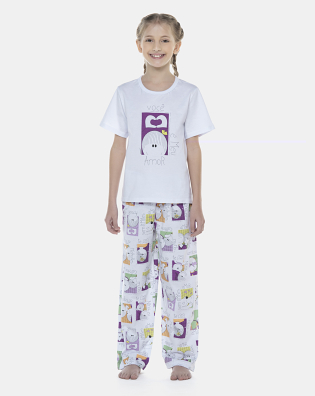 Pijama Feminino Kids Manga Curta e Calça