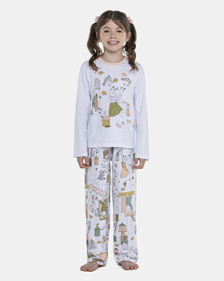 Pijama Feminino Kids Manga Longa e Calça
